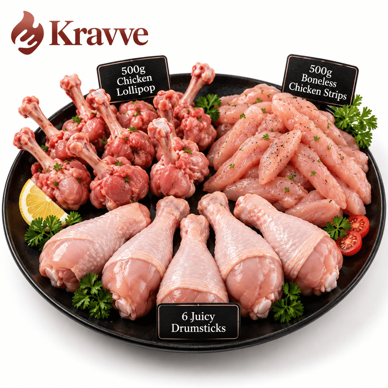 500g Chicken Lollipop 500g Boneless Chicken Strips 6 Juicy Drumsticks, Combo